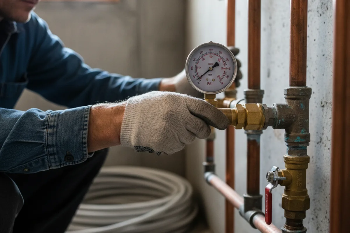 Pressure testing a repaired line during Water Line Repair in Van Buren